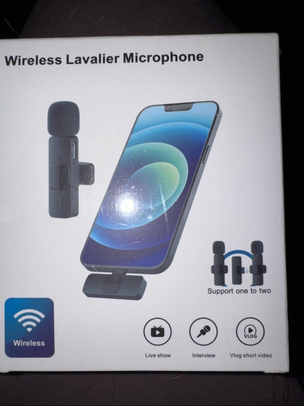 Wireless Lavalier Microphone Clip-On for Smartphones - Black